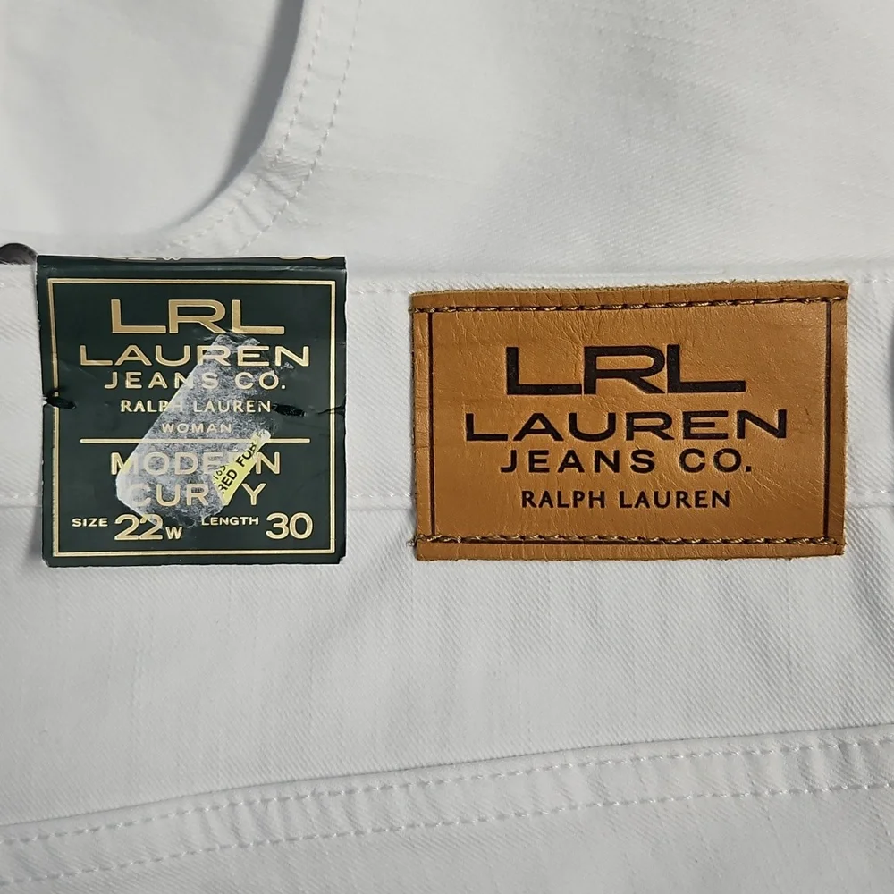 LRL‎ Lauren Modern Curvy Straight Leg Denim: Color- White: Size 22W SEE DETAILS